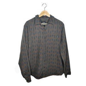 Men's Geometric Print Woven Button Front Shirt Triangles Size XL